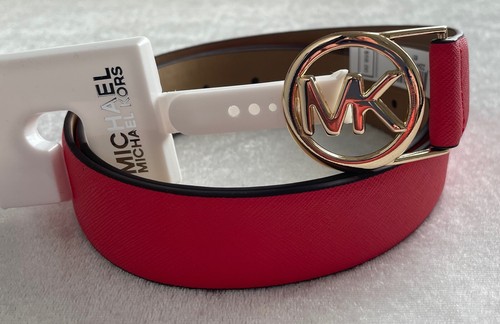 MK Logo Buckle Coral Leather Belt Size 