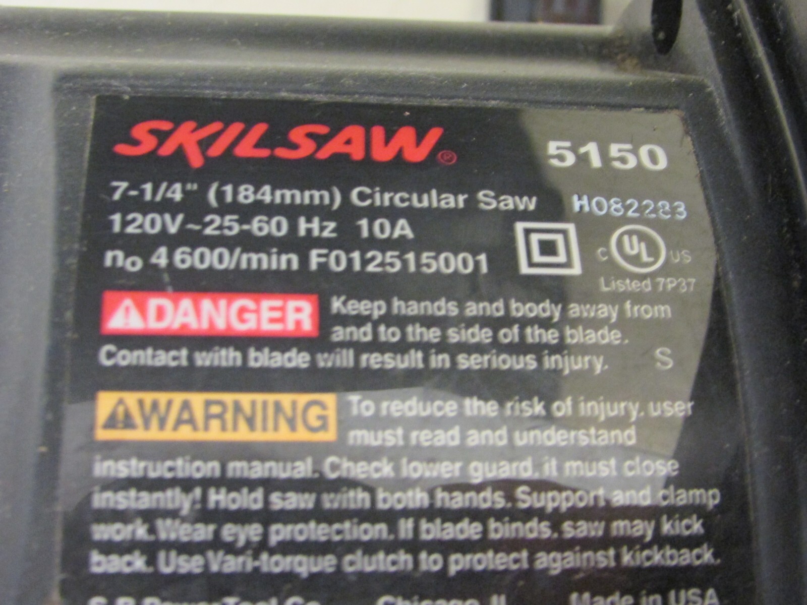 SKIL TOOLS 7-1/4" SKILSAW CIRCULAR SAW, w/ CASE, 120V, 10A, 4600 RPM, #5150