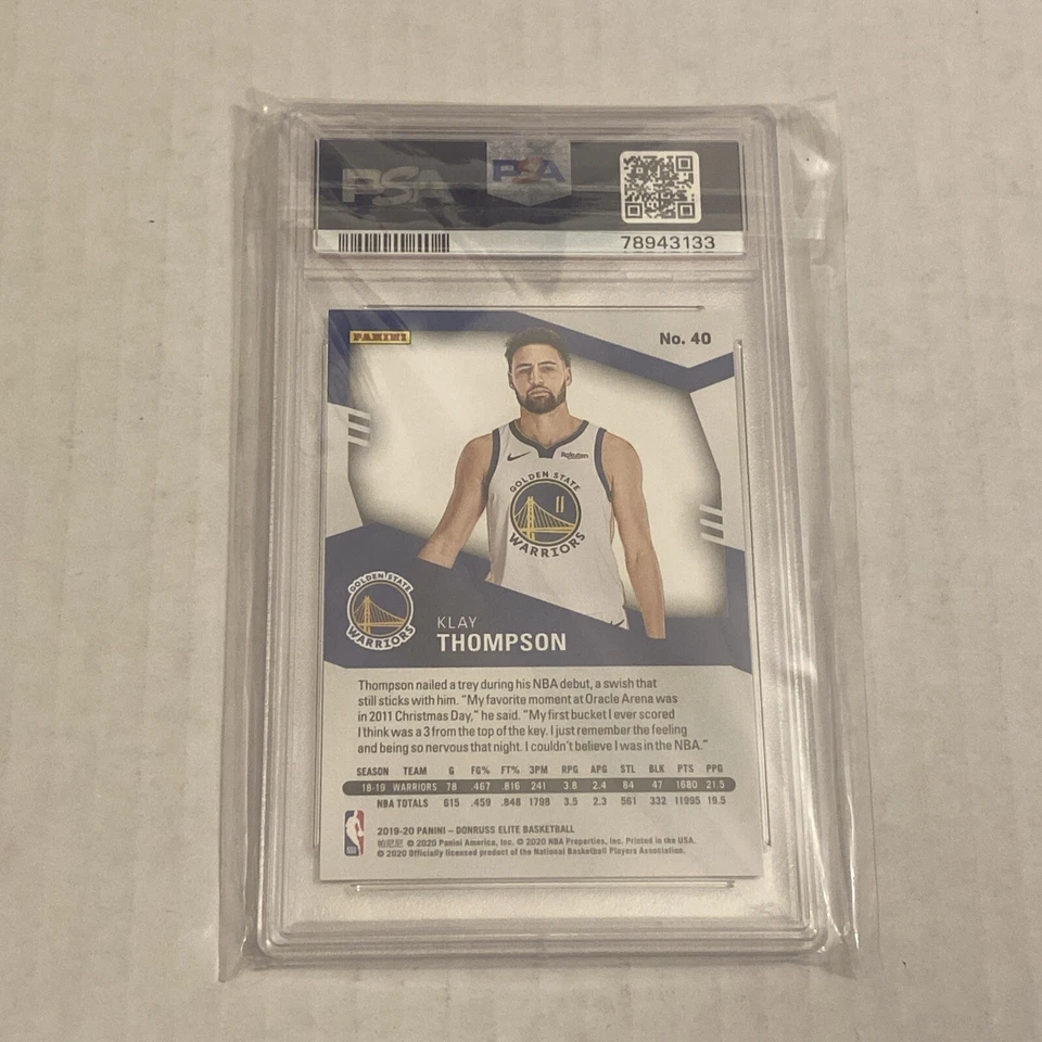 2019-20 Donruss Elite Klay Thompson Purple Parallel #24/49 PSA 10 Pop 1 - Image 2 of 2