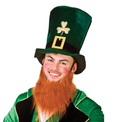 Adult LEPRECHAUN TOP HAT Ginger BEARD Fancy Dress St Patricks