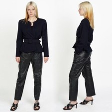 VINTAGE Black Real Leather High Waisted Pants