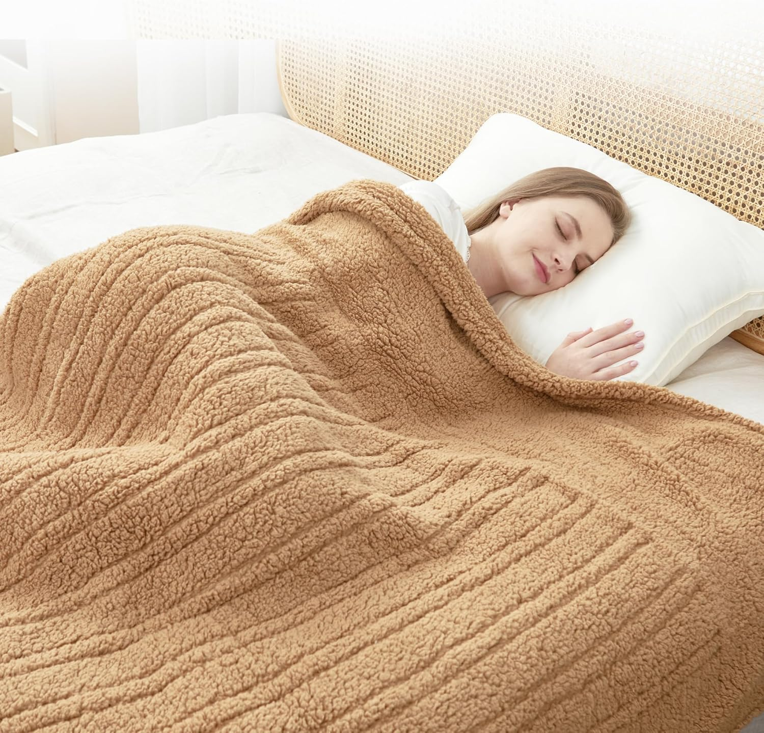 Heated Throw Blanket Double Sided Sherpa, Soft Heating Electric Blanket for Bed,