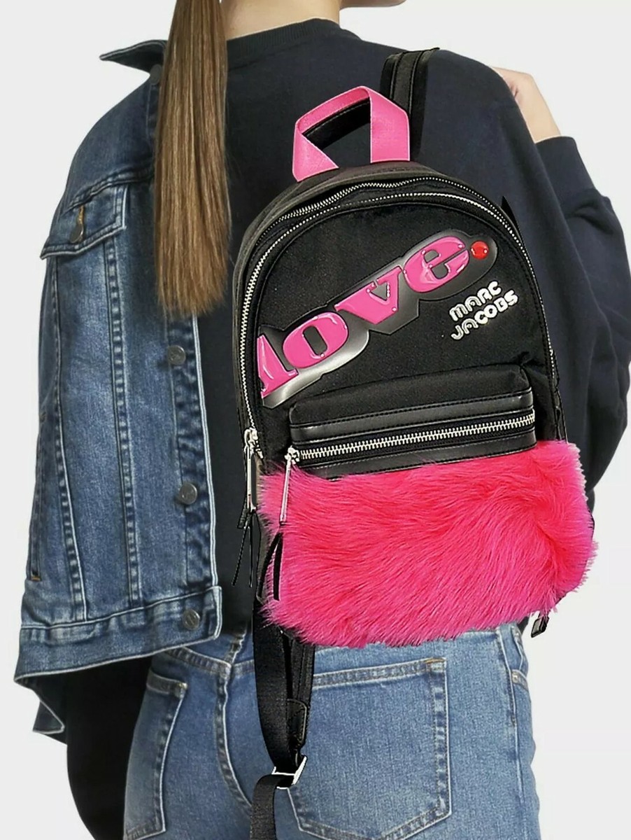 New Marc Jacobs LOVE Backpack Black Pink Faux Fur | eBay display picture 2