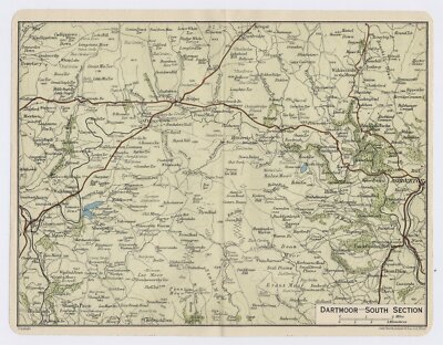 1924 ORIGINAL VINTAGE MAP OF DARTMOOR SOUTH SECTION / ENGLAND