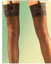 Stockings seamed lace top Plain Smooth Knit Ultra Gloss Fishnet **GREAT PRICES**