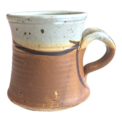 Stoneware Mug Handmade Studio Art Pottery Brown Speckled Signed
