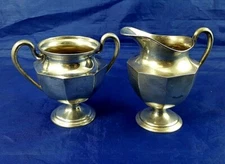 ANTIQUE  M. FRED HIRSCH Co. Sterling Silver Creamer & Sugar Bowl Set Pattern 489