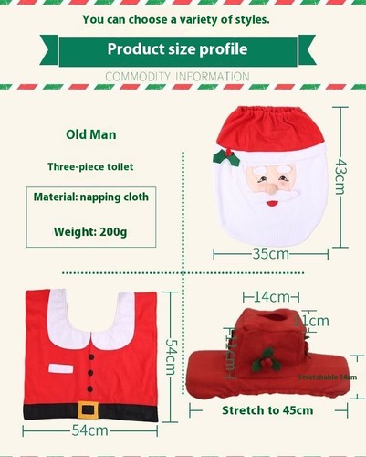 Christmas Toilet Seat Cushion Set Bathroom Washable Warmer Cushion Cover Pad Mat - Picture 16 of 21