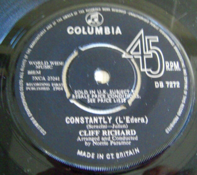 Cliff RICHARD ''Constantly / True true lovin' '' 1964 UK 45 COLUMBIA Shadows