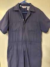 VTG Walls Master Made Coverall Jumpsuit Navy Blue 42 Reg Zip Short Sleeve Pocket