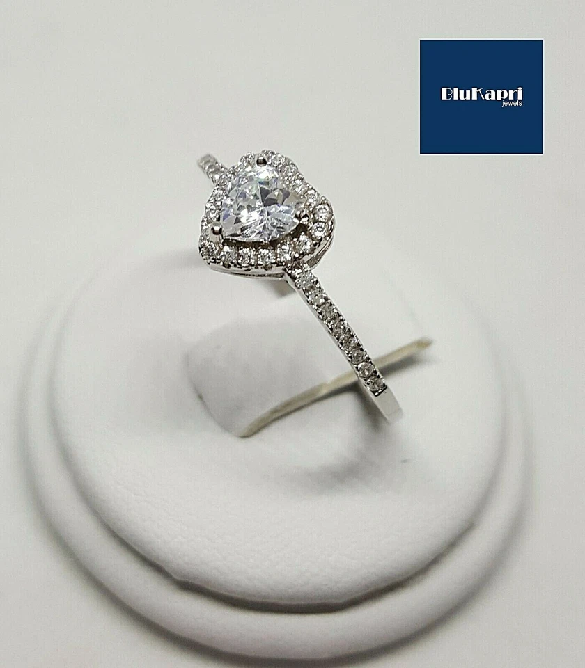 Anello Donna In Argento 925 SOLITARIO Cuore con Zirconi bianchi - Immagine 4 di 4
