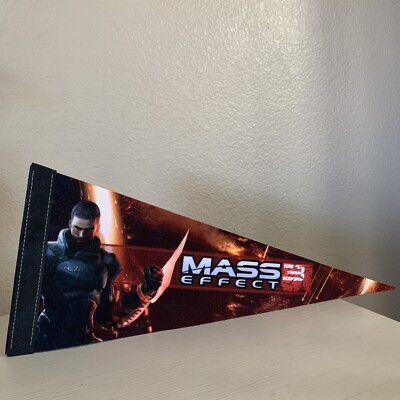MASS EFFECT 3 Pennant Flag Felt Banner N7 Commander Shepard BioWare Promo RARE