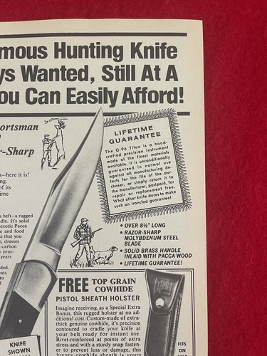 Vintage 1978 G-96 Sportsman’s Knife Print Ad - Ad Only- By Crown Castle - Picture 3 of 7
