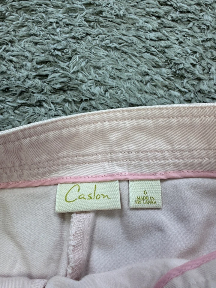 Pantalones chinos Caslon Jeans para mujer 6 rosas tiro alto pierna ancha Barbie carrera Foto 3 de 4