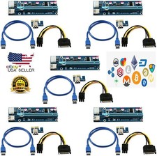 6 Pack of 6-Pin Powered PCI-E PCI Express Riser - 1X to 16X PCIE USB 3.0 Adapter