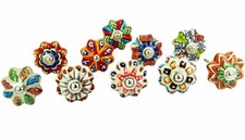 Hand Painted Drawer Door Handles colorful Ceramic Cabinet Knobs Pulls Lot of 10