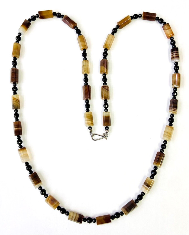HSN Jay King Sterling Silver Brazilian Agate 36" Banded Necklace