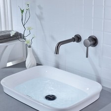 Wall Mounted Basin Mixer Tap Black Bathroom Sink Taps Brass Swivel Spout Faucet