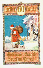 EXQUISITE RARE 1921 AUSTRIAN SANTA CLAUS NOTE! THE REAL ST. NICK, ANGELS & HOLLY