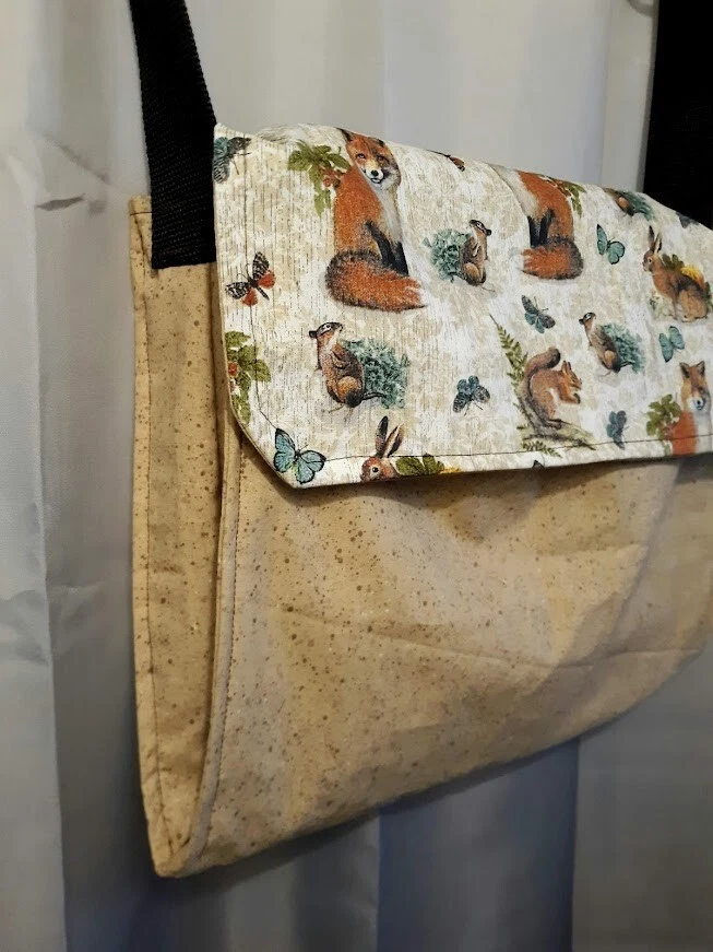 Nova Bolsa de Ombro Mensageiro Laptop Lado Macio Bronzeado Preto Raposa Floresta Animal Tote - Imagem 4 de 4