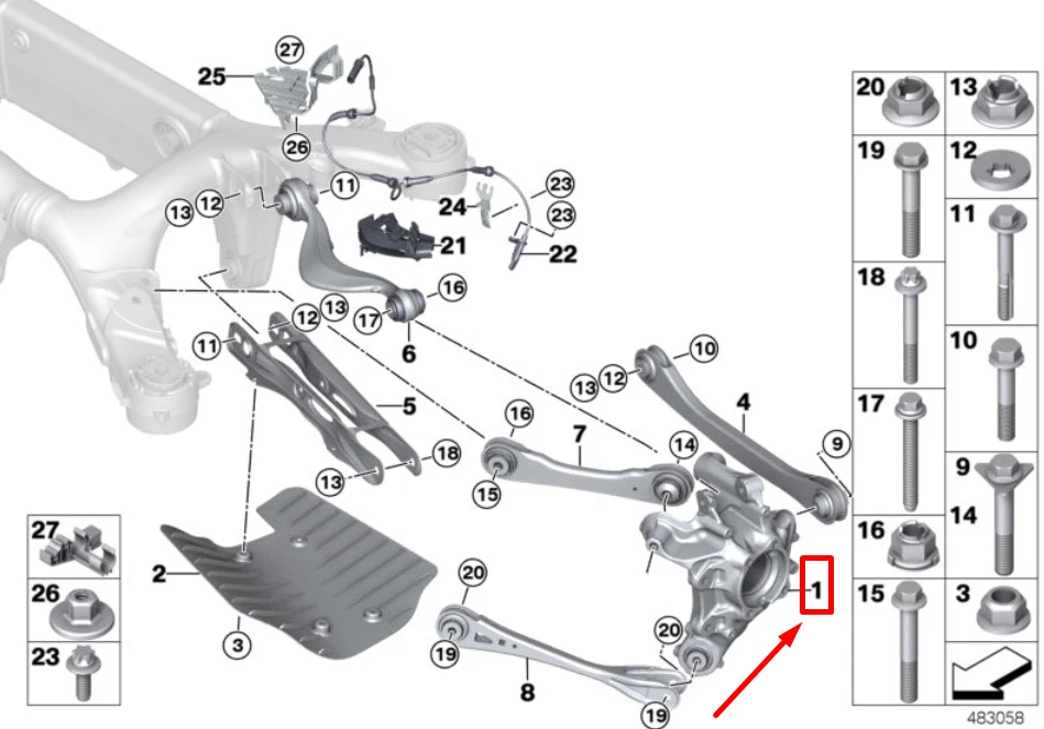 BMW X6G06 Rear Left Wheel Carrier 33306876651 6876651 NEW GENUINE 
