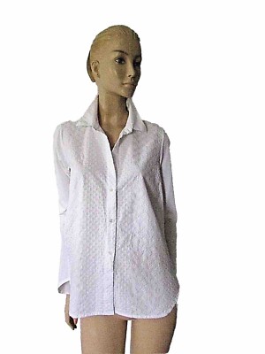 WHY CI WHITE COLLARED STRETCHY  BLOUSE-SHIRT SIZE 48