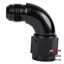 90 Degree Male to Female Swivel Full Flow Fitting Adapter 6AN Black - 90 Degree