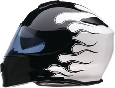 Casco de calle modular Z1R Solaris 2.0 para motocicleta llama negro/blanco