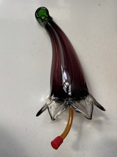 Vintage Hanging Art Glass Hummingbird Feeder/Garden Art
