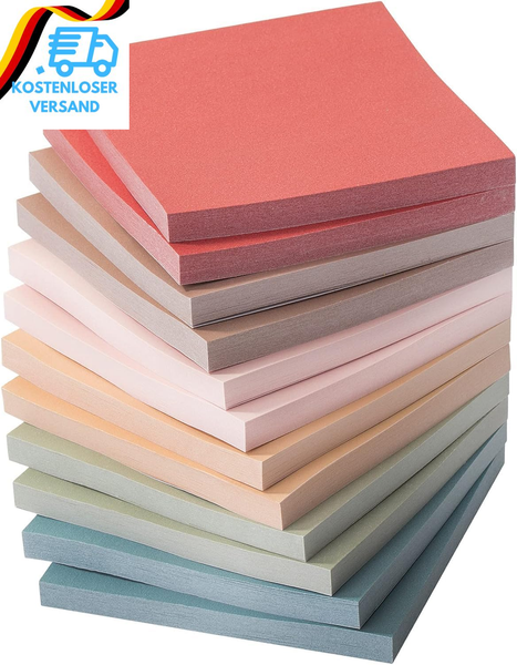 600 StüCk Haftnotizen 76X76Mm, 12 Packung Notizzettel Vintage Selbstklebende Kle-image