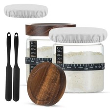 Sourdough Starter Jar Kit - Pack of 2, 35oz Wide Mouth Glass Jars for Sourdou...