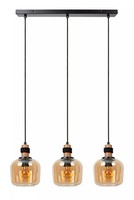 Pendelleuchte Glas Bernstein 70 Cm E27 3-Flammig Blendarm HäNgelampe KüChe