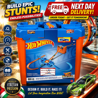 Hot Wheels Track Builder Stunt Box Geschenkset Alter 6-12 Mehrfarbig 4,5m GGP93 NEU
