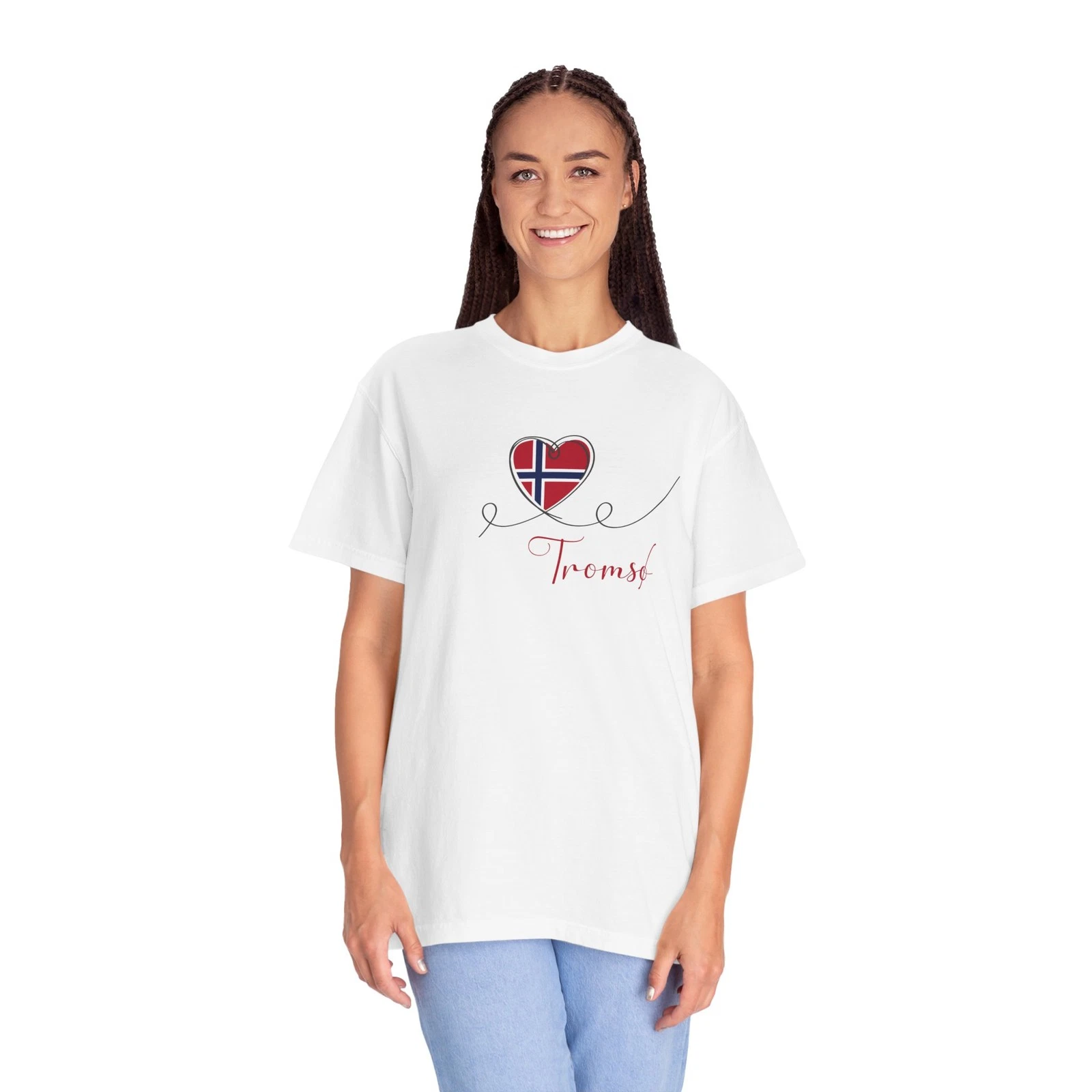 Tromso Norway - Heart Graphic Tee - Unisex Crewneck T-Shirt - Norwegian Shirt