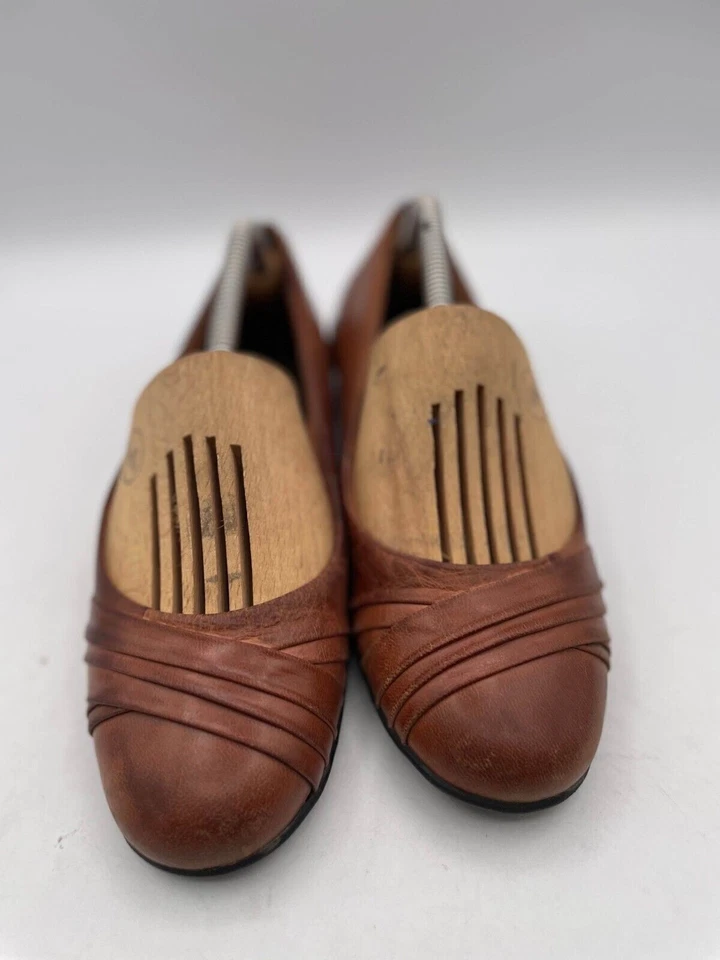 Cunas para caminar ballet planas para mujer talla 7B cuero marrón sin cordones W-18204 Foto 2 de 4