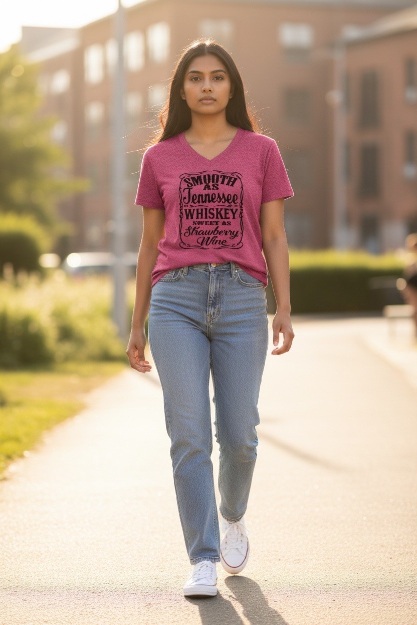 Ladies Tennessee Smooth Whiskey Short Sleeve T-Shirt Top Large - Pink
