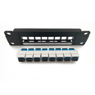 SC Optical Fiber Patch 8 Port with Inline Keystone Pass-Thru Coupler Patch Panel