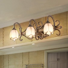 Vanity Light Flower Glass 3-Light LED Wall Mounted Lamp Sconces Vintage Fixture