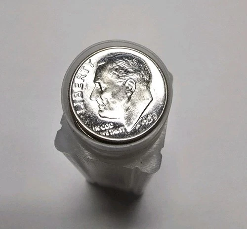 1959 Roosevelt Dime 50-Coin Roll BU