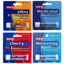 4 Pack Lip Balm SPF by HEB - Ultra, Medicated, Moisturizing, Cherry