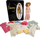 Tammy Doll and Black Gloss Carrying Case with Clothes and Hangers From Ideal Toy