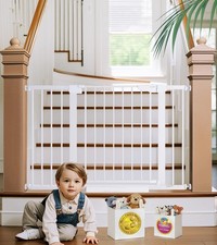 Cumbor 29.7-48" Baby Gate for Stairs, Mom's Choice 29.7-48"W x 30.5"H, White