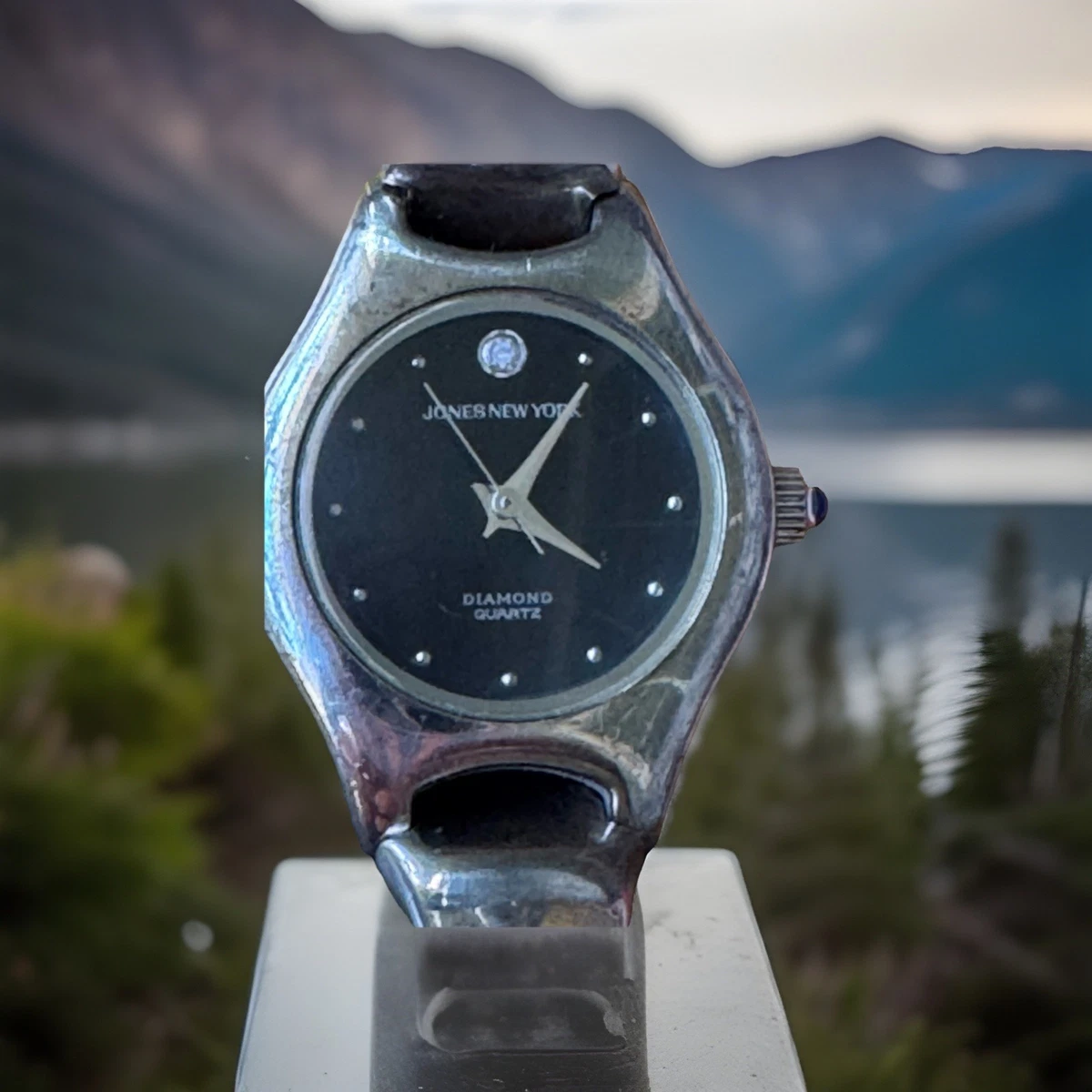 ?HP?NEW Madison New York Diamond Silver Quarts Watch w Navy Calf Leather Jazzmaster Open Heart Lady Auto | Hamilton Watch - H32215142  main image 3