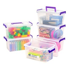 IRIS USA Storage Bins with Lids Made in USA 5 Qt - 5 Qt. - 6 Pack, Clear