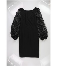 Eliza J Womens Floating Petals Sheath Dress, Black, 8