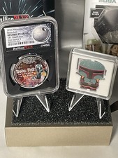 2025 BOBA FETT REVERSE PF 69/69S$1 Death StarFilm Series 3+2022 CHIBI 1oz silver