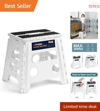 13-Inch Plastic Folding Step Stool Heavy Duty Non-Slip Portable for Bathroom ...