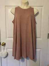 Mudpie Women’s Blush Pink Ribbed Crew Neck Sleeveless Inman Knit Dress XL NWT