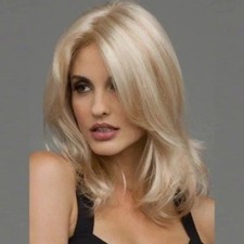 Long Wavy Hair Mix Blond Human Hair Blend Heat Ok Women Natural Women Wig 20In