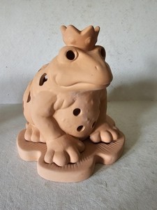 Partylite Frog Prince Tealight Holder Terracotta Candle Luminary 7" Tall